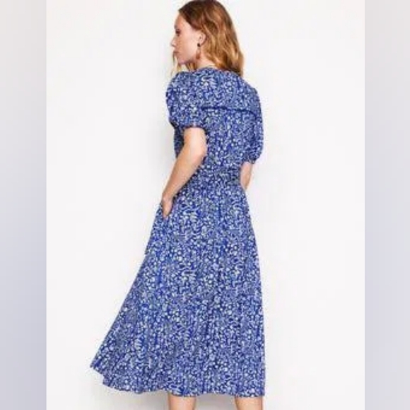 Boden Sofia Trim Jersey Blue Floral Midi Dress - Picture 13 of 13